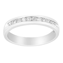Load image into Gallery viewer, 18K White Gold 1/4 Cttw Channel Set Brilliant Round-Cut Diamond Classic 11 Stone Wedding Band Ring (E-F Color, I1-I2 Clarity) - Size 5