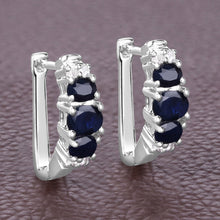 Load image into Gallery viewer, 1.66 Carat Genuine Blue Sapphire and White Topaz .925 Sterling Silver Earrings