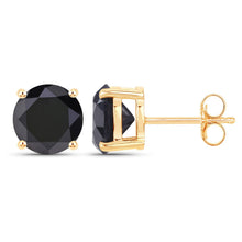 Load image into Gallery viewer, 4.30 Carat Genuine Black Diamond 14K Yellow Gold Earrings