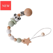 Load image into Gallery viewer, Modern Handmade Pacifier Chain Baby Teething Chains Crochet Rabbit Panda Beads Wooden Clips Wood Tiny Rod For Kids