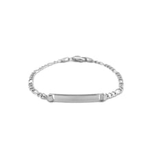 Load image into Gallery viewer, 14k White Gold Figaro Chain Fancy Children's ID Bracelet