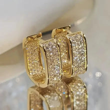 Load image into Gallery viewer, Dainty Paved CZ Hoop Earrings 18k Gold Plated Ear Jewelry