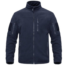 Load image into Gallery viewer, Dark Blue Warm Multi-Pockets Outdoor Tactical Fleece Jacket Soft Unique Style Jacket Work Coats Men's Windbreaker Jacket Sport Hiking Coat For Winter And Autumn