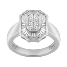 Load image into Gallery viewer, 14K White Gold 1.00 Cttw Baguette and Princess-Cut Diamond Cocktail Art Deco Style Ring (H-I Color, SI1-SI2 Clarity) - Size 7
