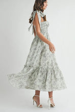 Load image into Gallery viewer, Floral Bust Ruched Midi Dress with Shoulder Tie For Women – Ruched Midi Dress For Summer, Floral Bust Dress, Shoulder Tie Dress, Feminine Midi Dress, Chic Event Dress