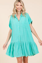 Load image into Gallery viewer, New Summer Linen Blend Button Down Shirt Mini Dress For Women โ Fluttering, Casual, Timeless and Versatile Wardrobe Staple