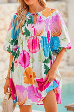 Load image into Gallery viewer, Modern Floral Print Tie Neck Dress Elegant & Timeless Colorful Dress
