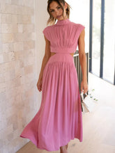 Load image into Gallery viewer, Modern Cutout Mock Neck Sleeveless Ruched Dress Elegant Dress For Women