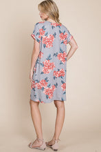 Load image into Gallery viewer, Floral Round Neck Short Tee Dress with Pockets For Women – Comfortable, Casual & Functional for Everyday Wear