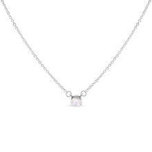Load image into Gallery viewer, 14K White Gold 1/4 Cttw Lab Grown Oval Solitaire Diamond East West 18" Pendant Necklace (G-H Color, VS2-SI1 Clarity)