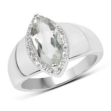 Load image into Gallery viewer, 1.64 Carat Genuine Green Amethyst and White Topaz .925 Sterling Silver Ring