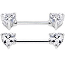 Load image into Gallery viewer, 14G 9/16 Multi Color Heart Gem Barbell Nipple Ring Pack Set of 6