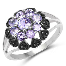 Load image into Gallery viewer, 1.18 Carat Genuine Tanzanite and Black Spinel .925 Sterling Silver Ring