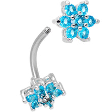 Load image into Gallery viewer, Clear Aqua Gem Double Star Reversible Double Mount Belly Ring