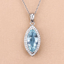 Load image into Gallery viewer, 2.55 Carat Genuine Aquamarine and White Diamond 14K White Gold Pendant
