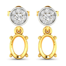 Load image into Gallery viewer, 0.11 Carat Genuine White Diamond 14K Yellow Gold Semi Mount Earrings - holds 7x5mm Oval Gemstones