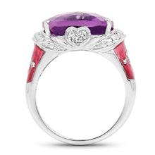 Load image into Gallery viewer, 8.86 Carat Genuine Amethyst & White Topaz .925 Sterling Silver Ring