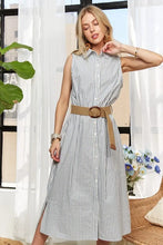 Load image into Gallery viewer, New Striped Button Down Sleeveless Midi Dress For Women – Classic, Elegant, Stylish, Chic, Timeless Striped Midi Dress For Any Occasion