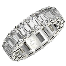 Load image into Gallery viewer, Emerald Cut Lab Grown Diamond Eternity Ring in 14k White Gold (8 cttw FG/VS2)