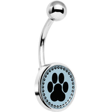 Load image into Gallery viewer, Black on Blue Paw Print Belly Ring