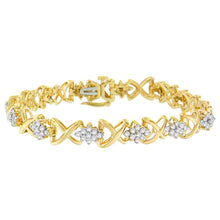 Load image into Gallery viewer, 10k Yellow Gold Plated .925 Sterling Silver 2.00 Cttw Round-Cut Diamond Link 7" Bracelet (H-I Color, I2-I3 Clarity)