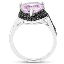 Load image into Gallery viewer, 3.53 Carat Genuine Pink Amethyst and Black Spinel .925 Sterling Silver Ring