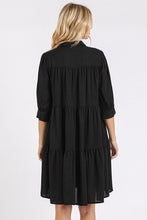 Load image into Gallery viewer, Button Detail Collared Neck Tiered Shirt Dress For Women – Classic Elegant, Fluttering, Chic, and Versatile For Any Occasion