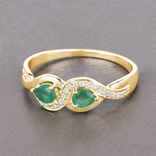 Load image into Gallery viewer, 0.35 Carat Genuine Zambian Emerald and White Diamond 14K Yellow Gold Ring