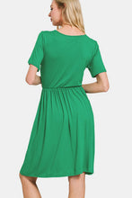 Load image into Gallery viewer, Surplice Short Sleeve Brushed DTY Dress β Elegant, Chic Surplice Neckline, Soft Brushed Fabric, Perfect for Day-to-Night Wear