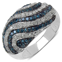 Load image into Gallery viewer, 1.34 Carat Genuine Blue Diamond & White Diamond .925 Sterling Silver Ring
