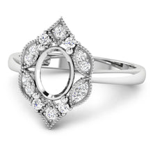 Load image into Gallery viewer, 0.20 Carat Genuine White Diamond 14K White Gold Semi Mount Ring - holds 8x6mm Oval Gemstone