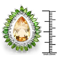 Load image into Gallery viewer, 7.02 Carat Genuine Citrine and Chrome Diopside .925 Sterling Silver Ring
