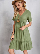 Load image into Gallery viewer, Classic Full Size V-Neck Short Sleeve Dress Casual & Comfortable Dress for Women