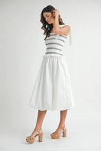 Load image into Gallery viewer, Smocked Bodice Bubble Midi Dress For Women – Stylish Smocked Bodice, Playful Bubble Skirt, Trendy Midi Dress, Chic Casual Look for Summer Outings