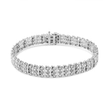 Load image into Gallery viewer, .925 Sterling Silver 1.00 Cttw Diamond Multi Row Heart Link Bracelet (H-I Color, I1-I2 Clarity) - 7.25" Inches
