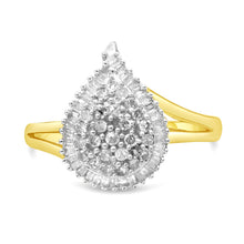 Load image into Gallery viewer, 10K Yellow Gold 1/2 Cttw Round and Baguette-Cut Diamond Pear Ring (I-J Color, I1-I2 Clarity) - Size 7