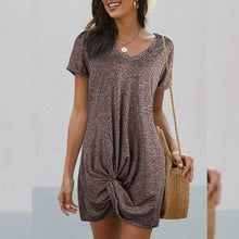 Load image into Gallery viewer, Dearlovers Womens Short Sleeve Tshirt Side Knot Mini Dress