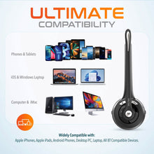 Load image into Gallery viewer, Delton 10X Bluetooth Computer Headset, Over-the-Head Single Ear Wireless Headphone with USB Dongle