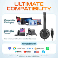 Load image into Gallery viewer, Delton 12Y USB Computer Headset with Microphone Noise Isolating Headphones In-Line Volume Control