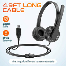 Load image into Gallery viewer, Delton 12Y USB Computer Headset with Microphone Noise Isolating Headphones In-Line Volume Control