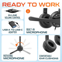 Load image into Gallery viewer, Delton 12YAC USB Computer Noise Isolating Headphones with Microphone