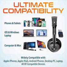 Load image into Gallery viewer, Delton 30X Bluetooth Computer Headset with Noise Canceling Mic, HiFi Stereo Sound, Headset Stand & Auto Pair USB Dongle for PC, Laptop, MacBook & Compatible with MS Team, Google Meet and More - Black
