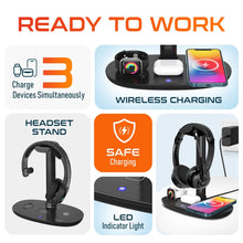 Load image into Gallery viewer, Delton 30X Bluetooth Headset and 3-in-1 Wireless Charging Station with Headset Holder