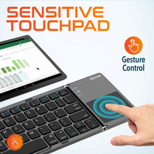 Load image into Gallery viewer, Delton F75 Bluetooth Keyboard with Sensitive Touchpad, Portable & Folding Design, Rechargeable Wireless Keyboard, Compatible with PC/Laptop, iMac, Tablets, Smartphones and More - Black