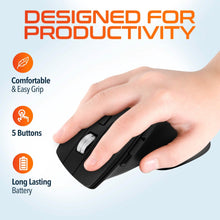 Load image into Gallery viewer, Delton G18 Ergonomic Wireless Keyboard and Mouse, Split Keyboard with Wrist Support & Ergonomic Wireless Mouse, 2.4G Auto Pair USB Dongle for Computer, Laptop, Mac, Chromebook & Tablets - Black