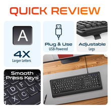 Load image into Gallery viewer, Delton KB20 Large Print USB Wired Lighted 104 Keys Keyboard