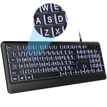 Load image into Gallery viewer, Delton KB20 Large Print USB Wired Lighted 104 Keys Keyboard