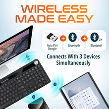 Load image into Gallery viewer, Delton KB90 Wireless Solar Keyboard, Rechargeable Wireless Keyboard with Quiet Keys, Solar Recharging Keyboard, Bluetooth Keyboard for Computer /Desktop /PC /Laptop /Windows.