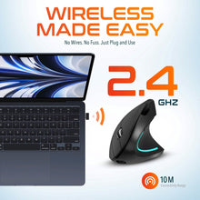 Load image into Gallery viewer, Delton S12 Ergonomic Vertical Rechargeable Wireless Mouse with Auto Pair USB Dongle