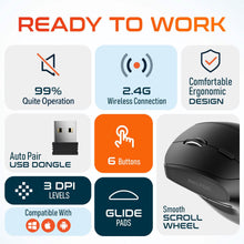 Load image into Gallery viewer, Delton S12Pro Ergonomic Wireless Mouse Vertical Computer Mouse Wireless with Auto Pair USB Dongle